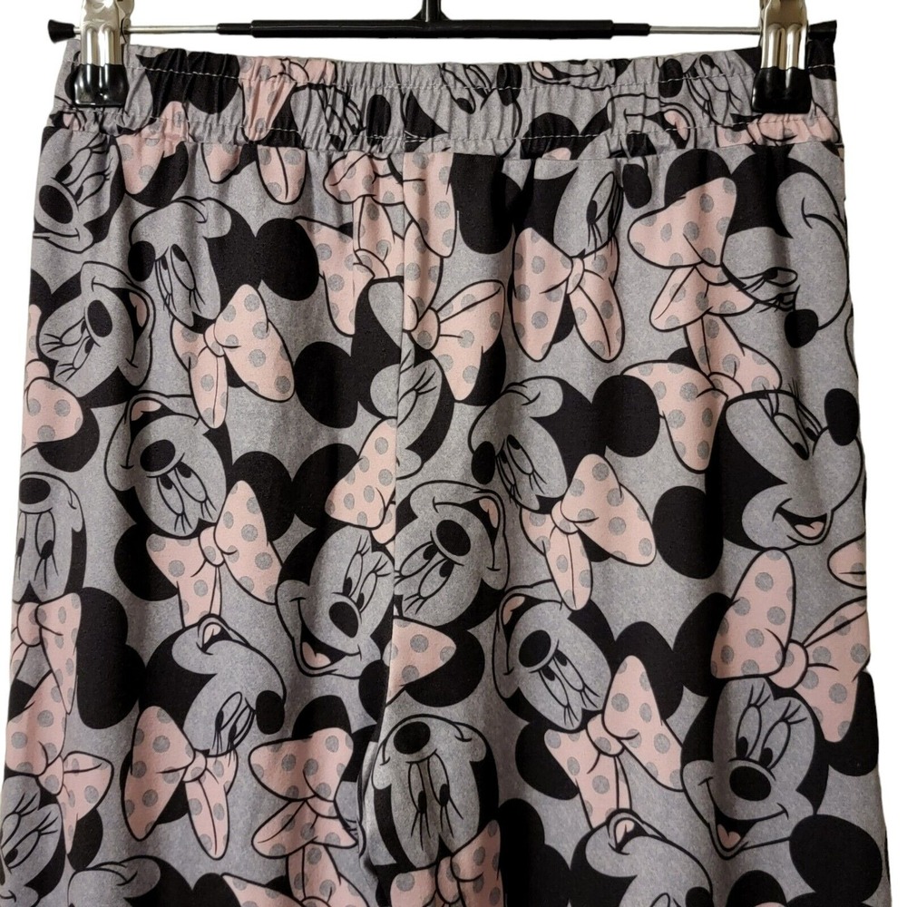 Disney Minnie Mouse Pajama Pants Womens S Gray Pink Joggers PJs Sleepwear Lounge - Picture 5 of 7